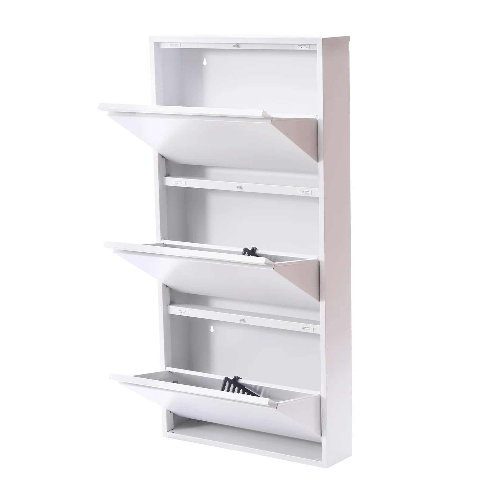 TriFlip Quiet-Close Shoe Cabinet – Wall/Floor Metal Rack