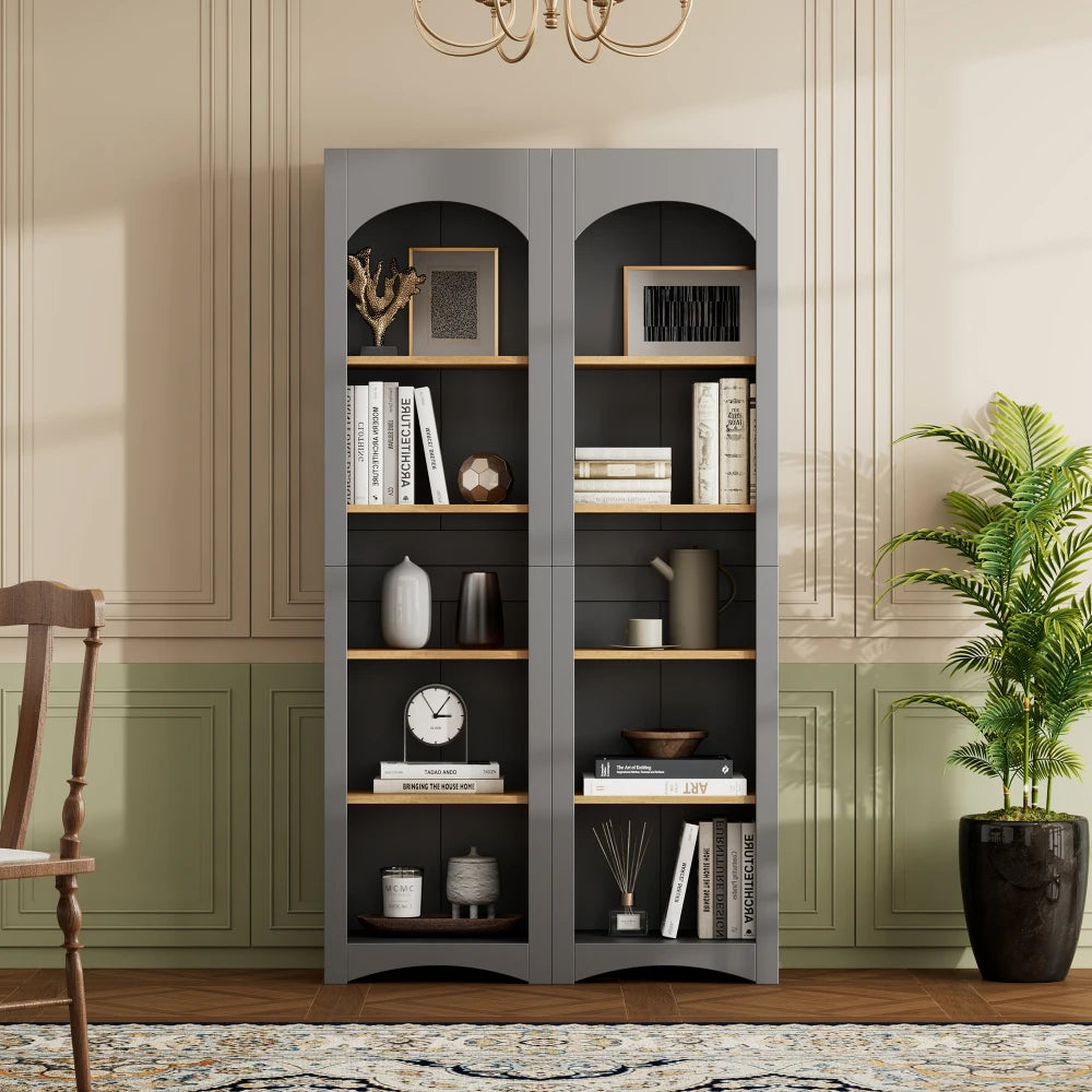 Farmhouse 5-Tier Bookshelf Set – Adjustable 72 Modern