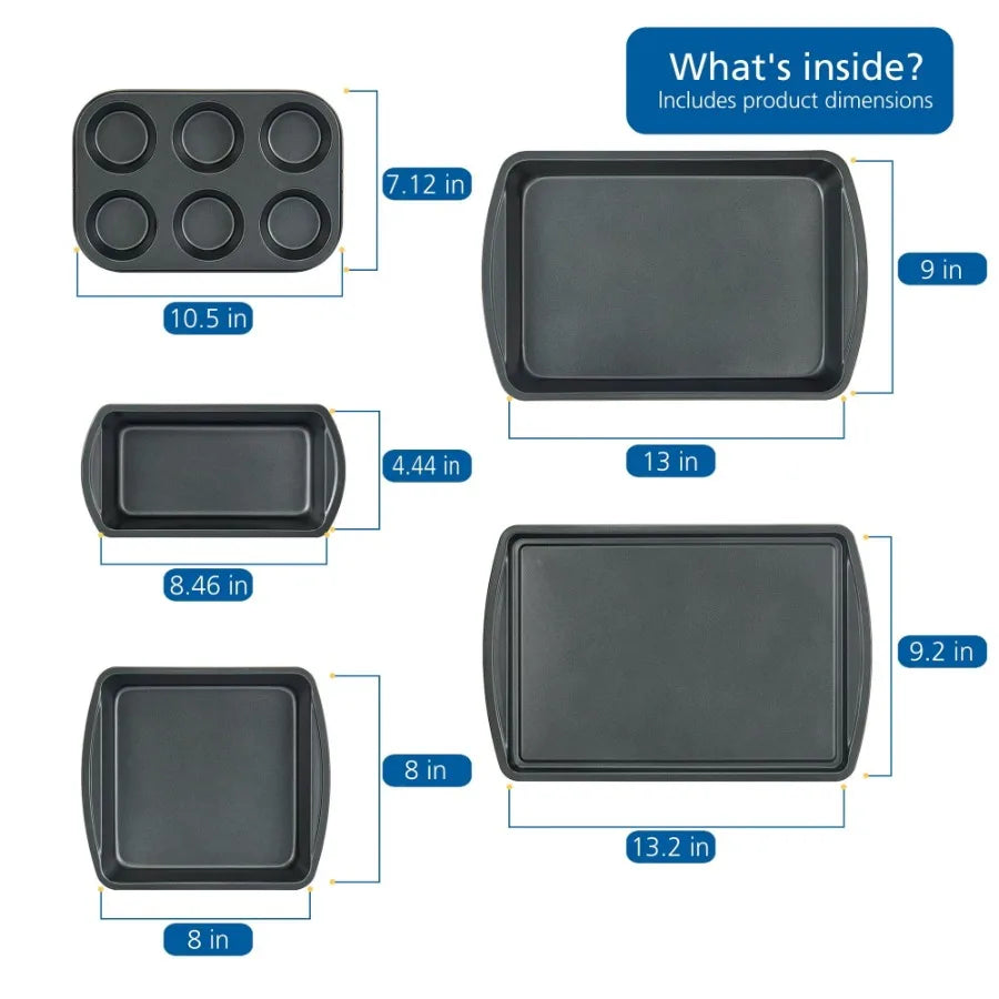 GrayEase 6-Piece NonStick Bakeware Set