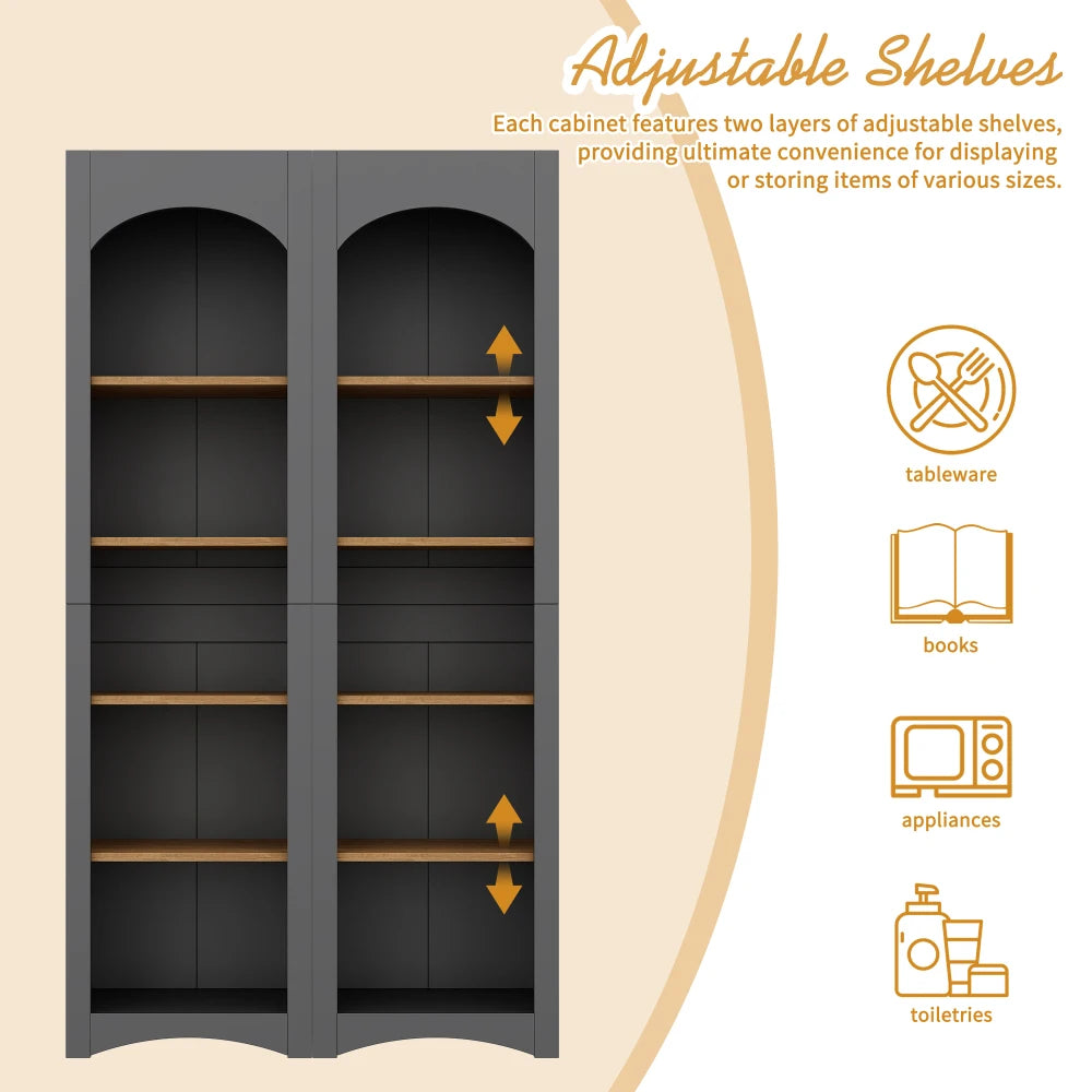 Farmhouse 5-Tier Bookshelf Set – Adjustable 72 Modern