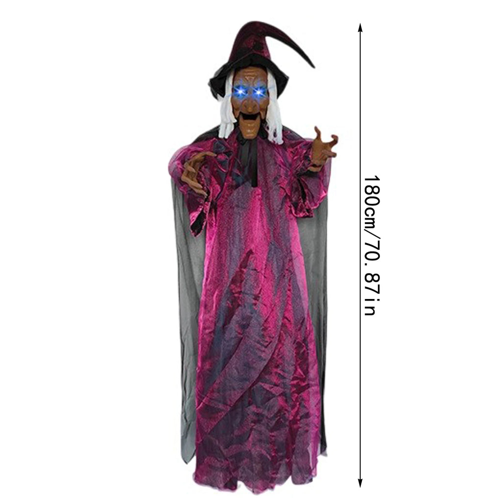 7 Styles Hot Halloween Electronic Witch Decor, Life-size Hanging Witch Halloween Decor, Scary Flying Electronic Witch For Decor