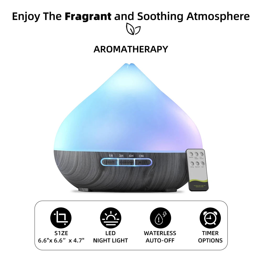 GlowMist 500ml Ultrasonic Diffuser + 6 Aromas