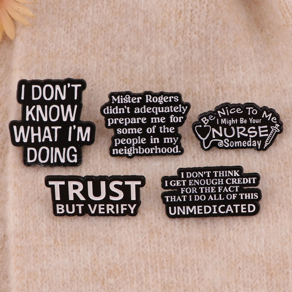 SkeleQuip: Witty Phrase Enamel Pins & Brooches