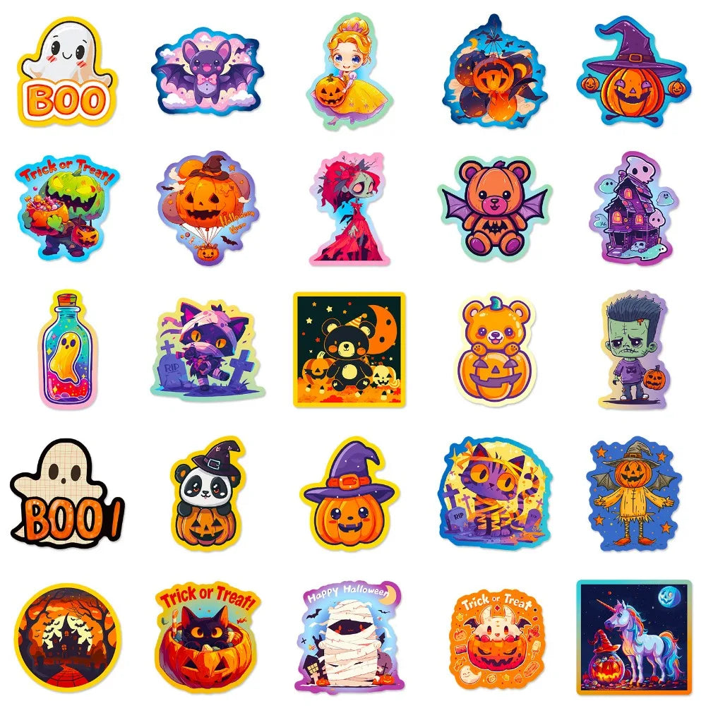 Spooky Halloween Pumpkin Bat Castle Sticker Pack (50pcs)