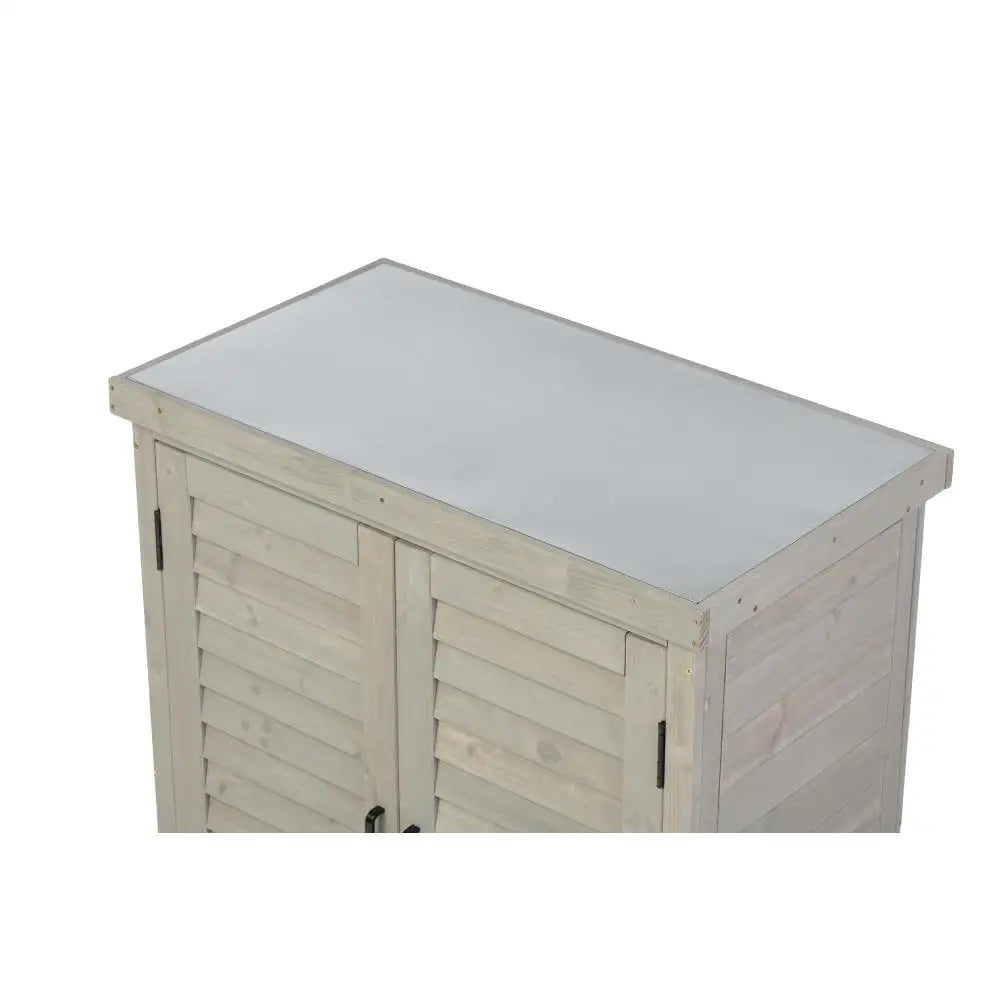 GardenCraft Grey: Outdoor Potting Bench & Storage