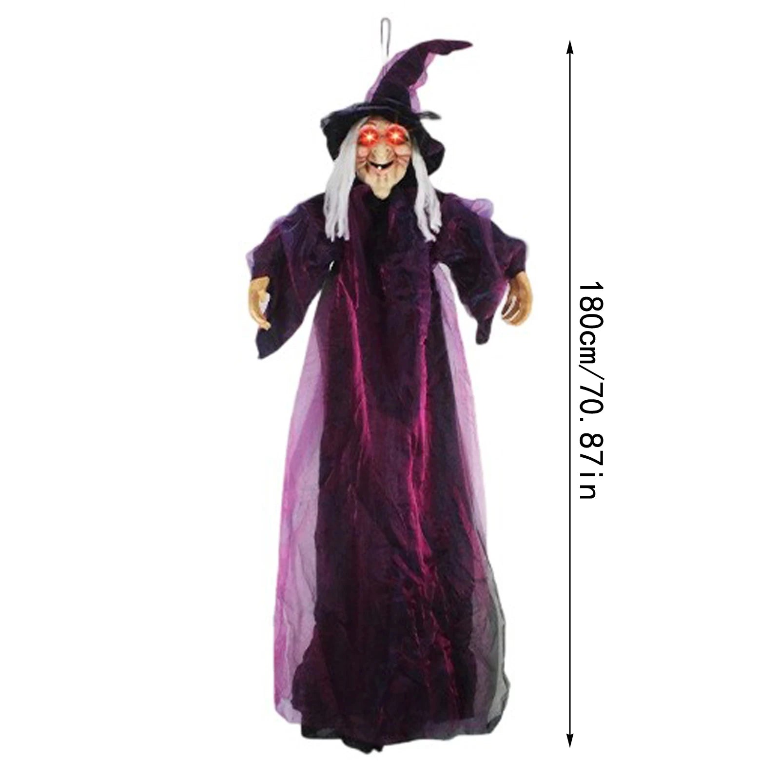7 Styles Hot Halloween Electronic Witch Decor, Life-size Hanging Witch Halloween Decor, Scary Flying Electronic Witch For Decor