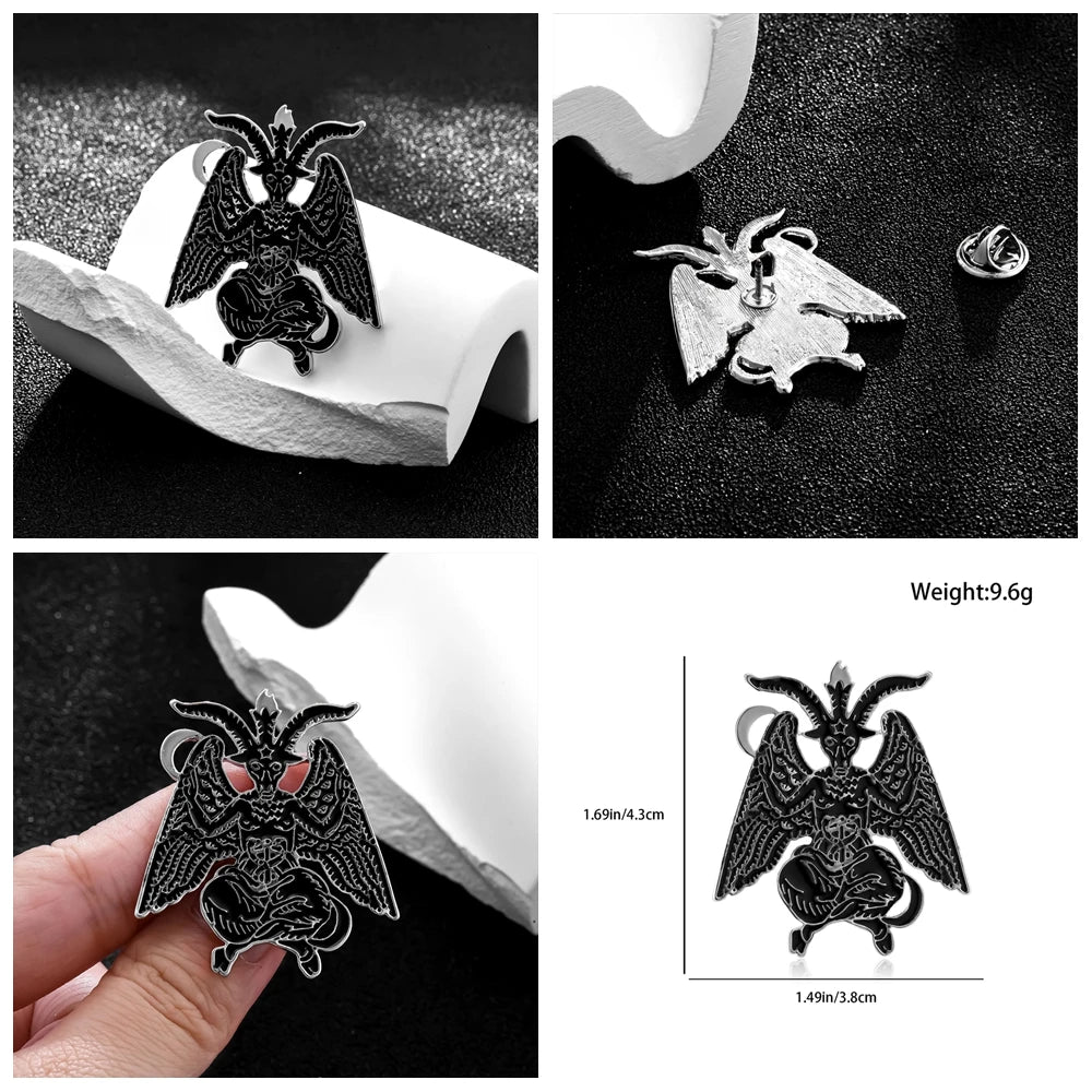 Gothic Baphomet Enamel Pin Set - Halloween Brooches