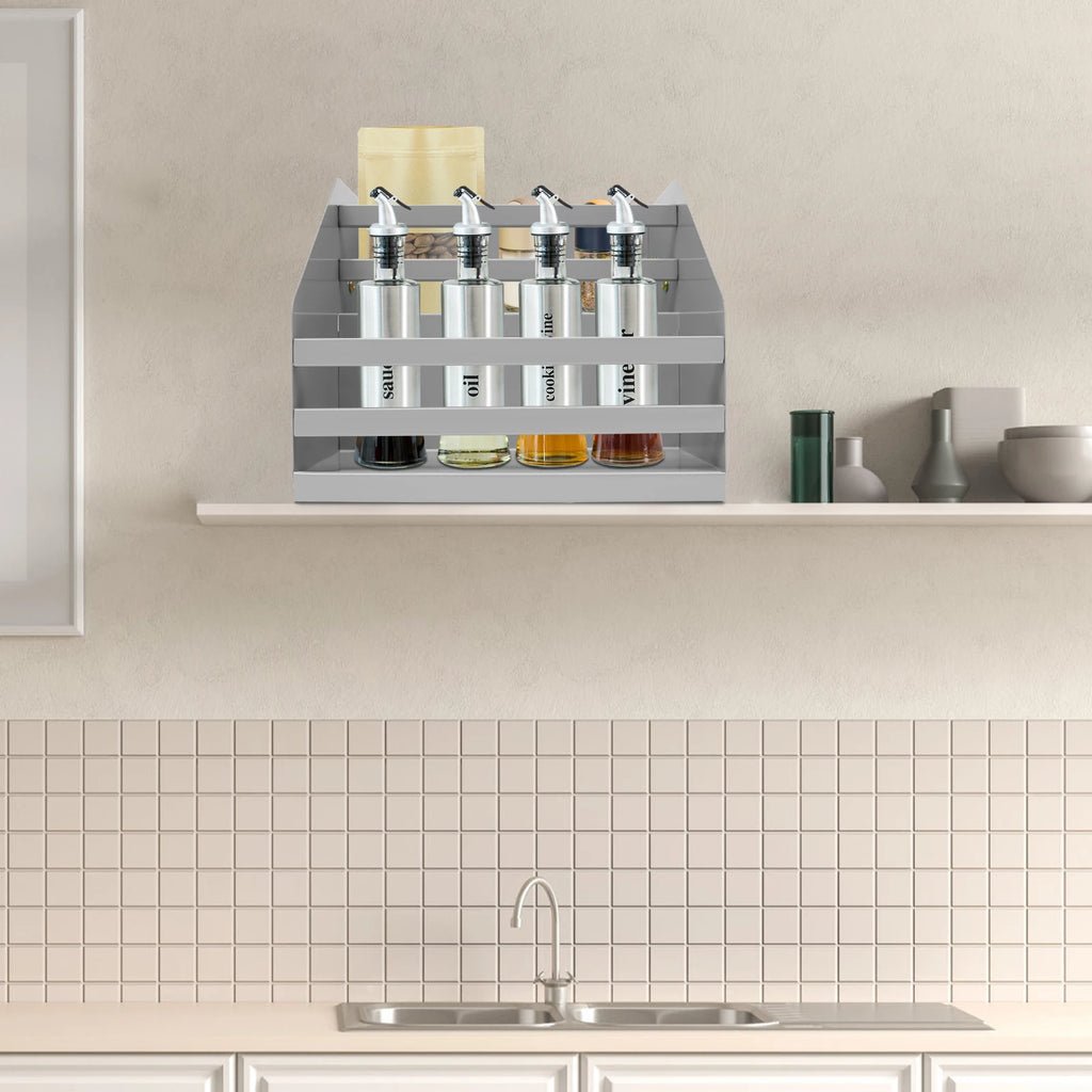 2-Tier Pull Down Shelf for Kitchen Cabinet Pull Down Organizer Pull Out Spice Rack Kitchen Seasoning Shelf