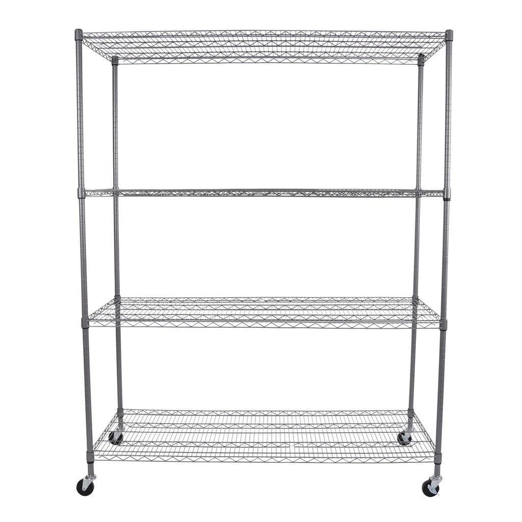 FlexiRack 4-Tier Adjustable Wire Shelf with Wheels