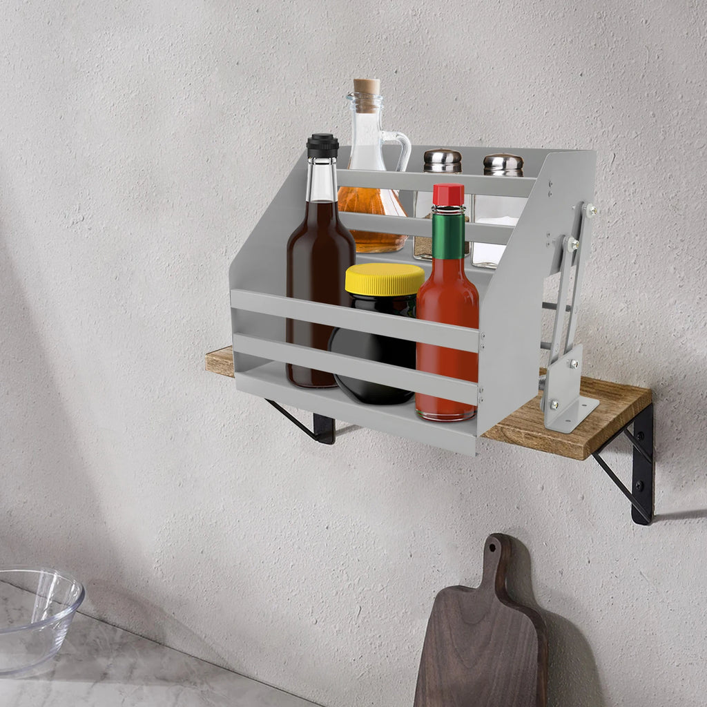 2-Tier Pull Down Shelf for Kitchen Cabinet Pull Down Organizer Pull Out Spice Rack Kitchen Seasoning Shelf