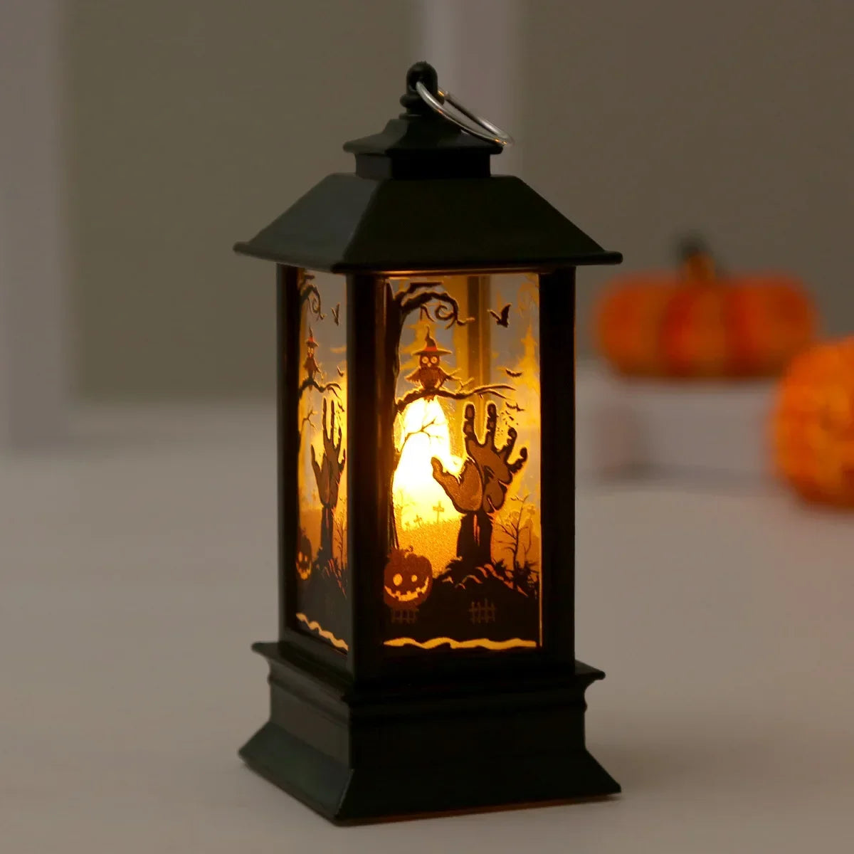 Spooky Vintage LED Witch Castle Lantern Decor
