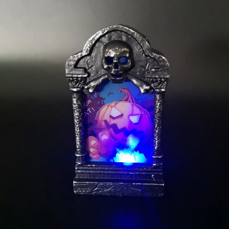 SpookyGlow LED Headstone Light – Halloween Yard Decor