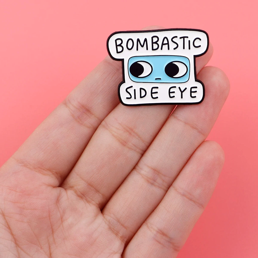 Punny Skeleton Pronoun Pin – Punk Pin Badge Brooch