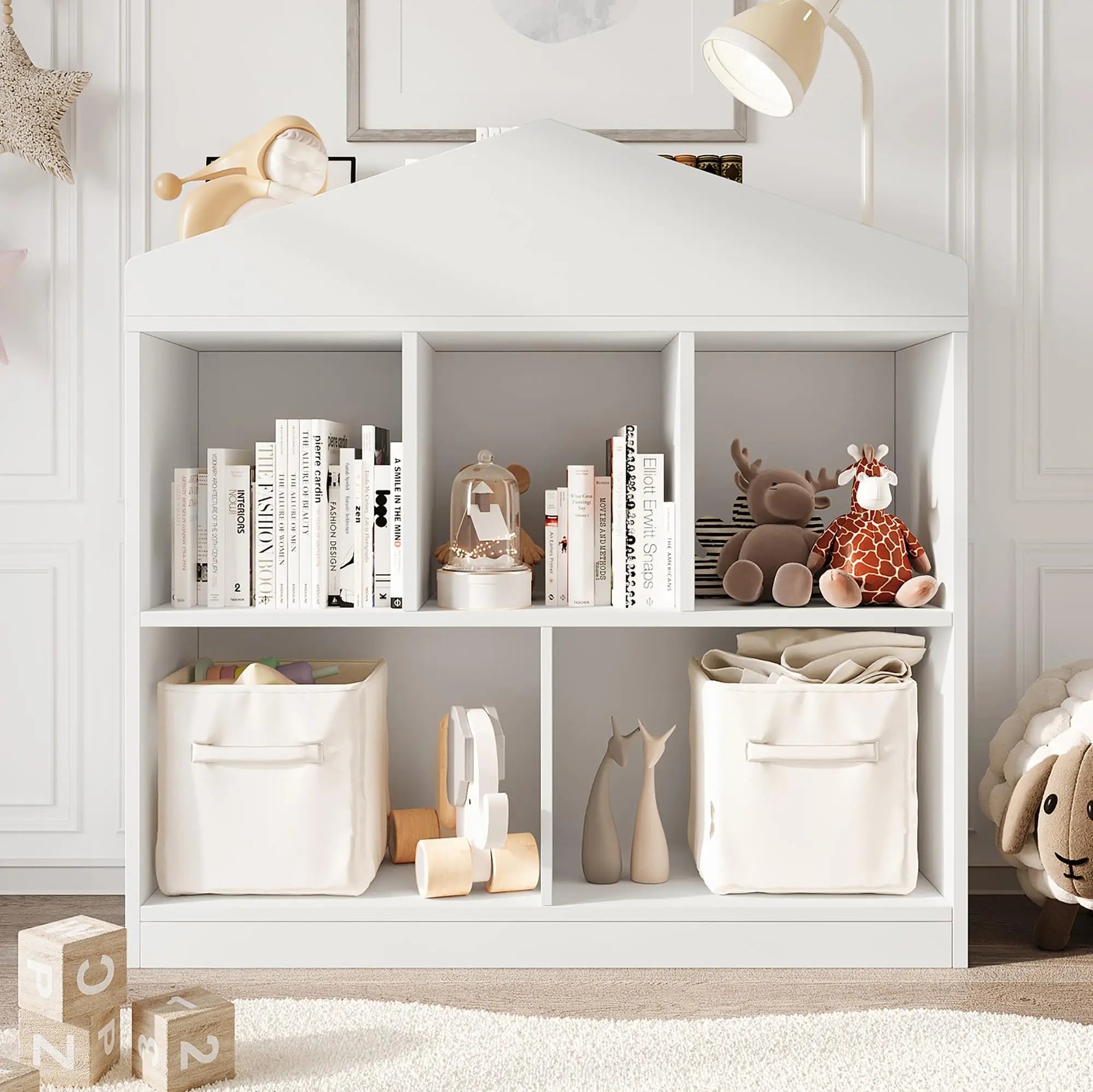 CubbyKids 5-Cubby White Book & Toy Storage Organizer
